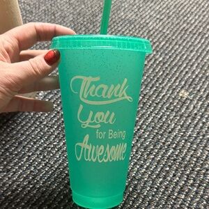 Teal Party Cup with Straw